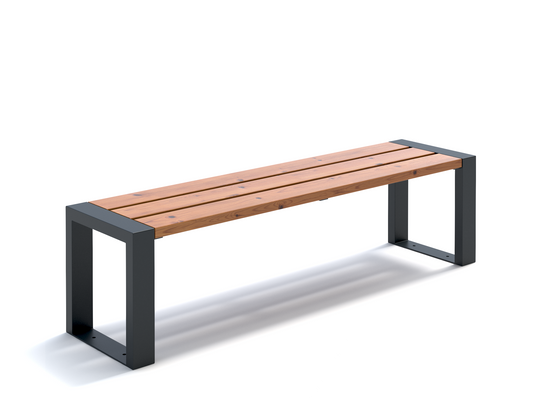Modern Outdoor Bench 6’ Metal Frame and Wood Seat