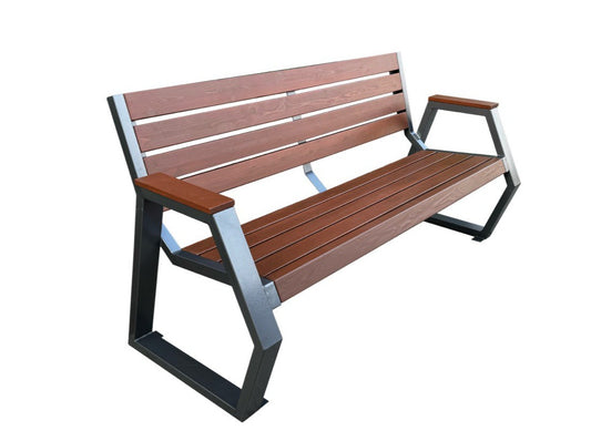 Modern Metal Park Bench 6’ With Waterproof Seat And Back For Outdoor Use