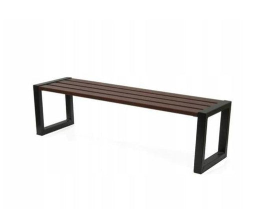 Modern Metal Garden Outdoor Bench 6’ with Corrosion Resistant Frame and Wood Seating